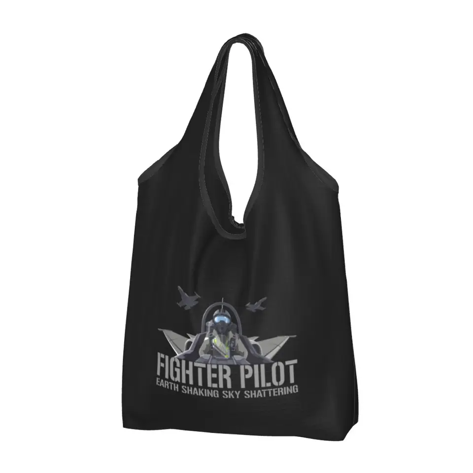 Fighter Pilot Cockpit Potraviny tote nákupná taška vtipné letectvo lietadlové lietadlo lietadla na kupujúci s veľkou kapacitou kapacita