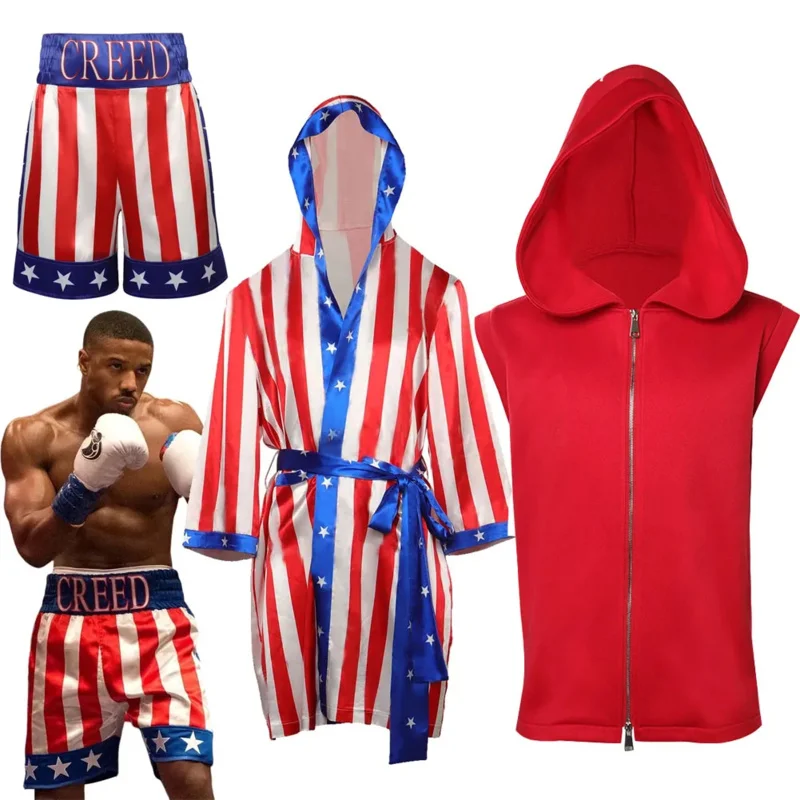 Film Creed III Adonis Creed Cosplay Boxing Robe Shorts Men kostýmy Roleplay Fantasia Man Fancy Dress Detes Role Play XC