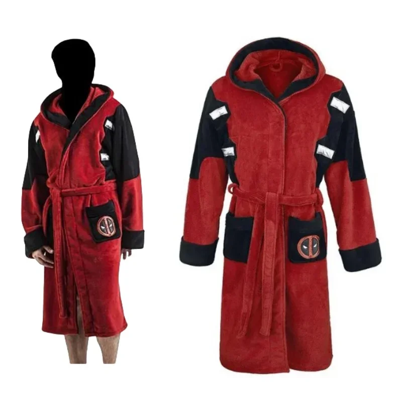 Film Deadpool Bathrobe Cosplay kostým kostým dospelých unisex flanel s kapucňou pyžamá Halloween Deadpool Cosplay kostým spánok