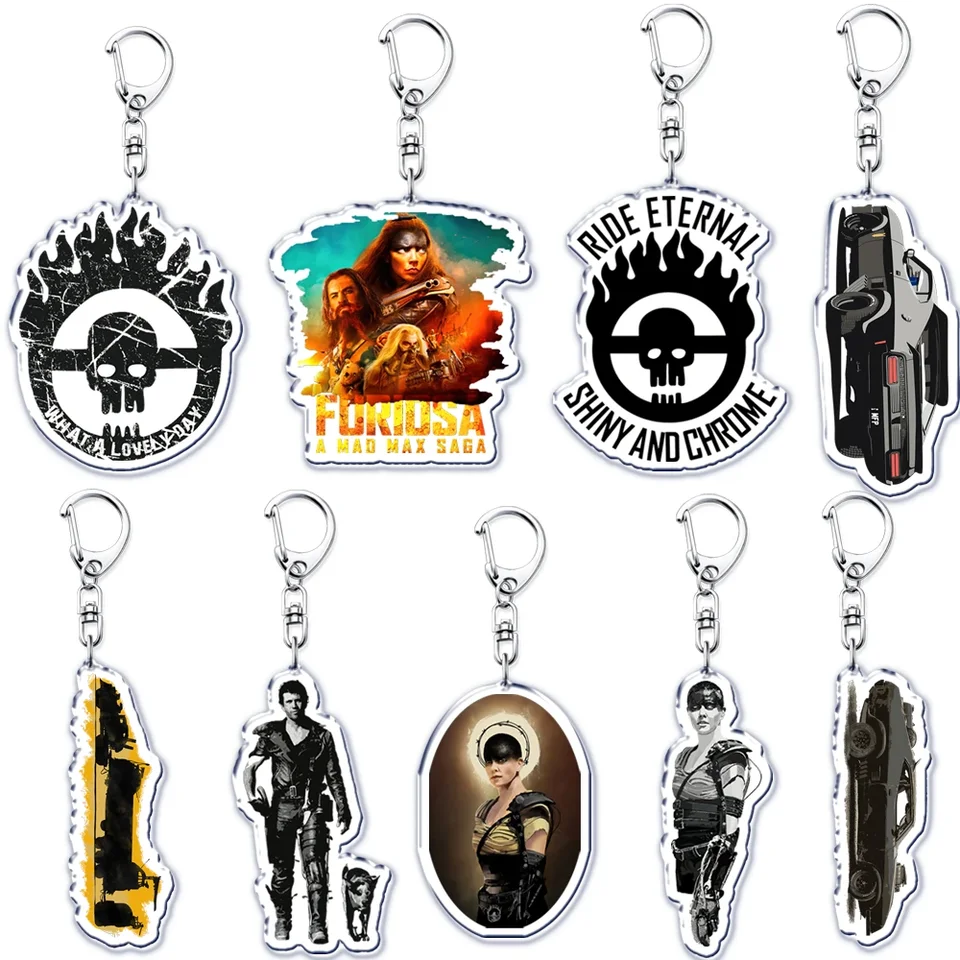 Film Mad Max Acrylic Keychains Fury Road Furiosa Keyring pre doplnky Bag prívesok Key Chain Ring Ring šperky Fanúšikovia Priatelia darčeky