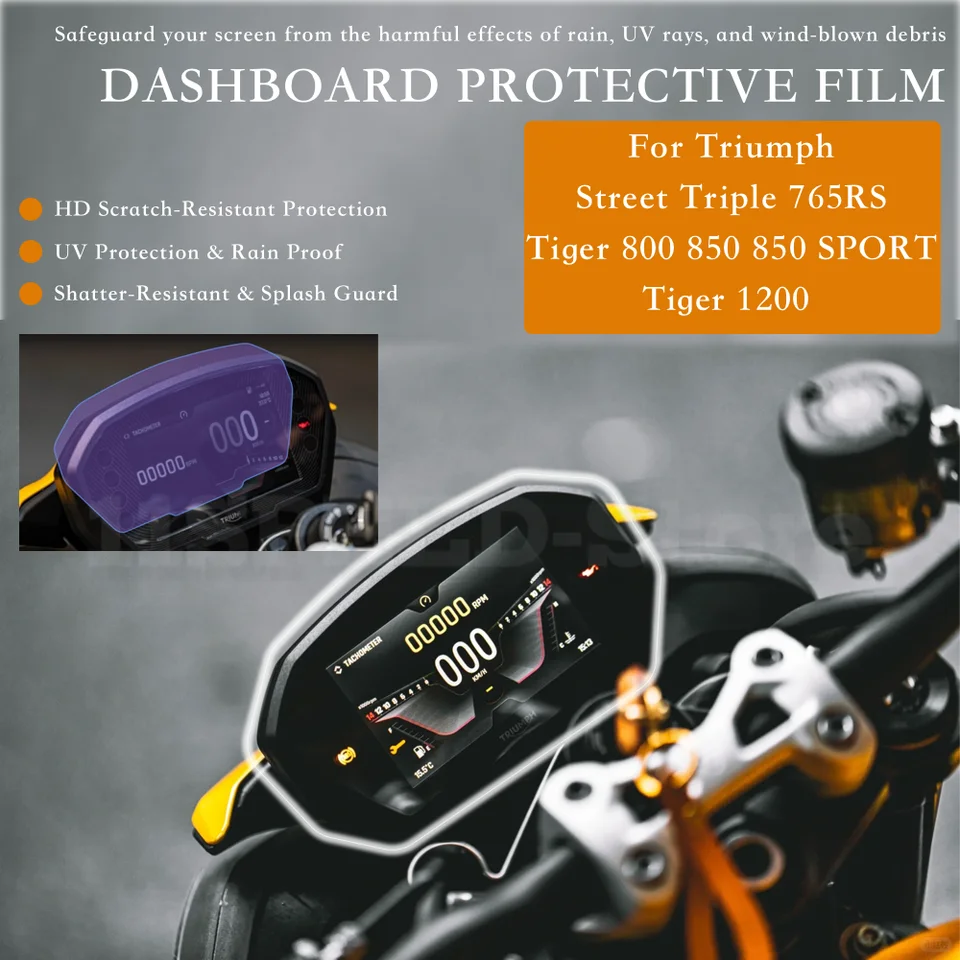 Film odolný voči poškriabaniu obrazovky pre Triumph Tiger 800 850 1200 Daytona 765 Speed ​​Street Triple R RS Motorové doplnky