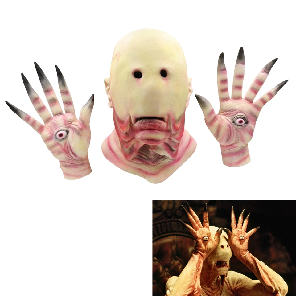 Film Pan's Labyrint Horror Paled Muž no Eye Monster Cosplay Latex Mask a rukavice Halloween Haunted House Scary Ress