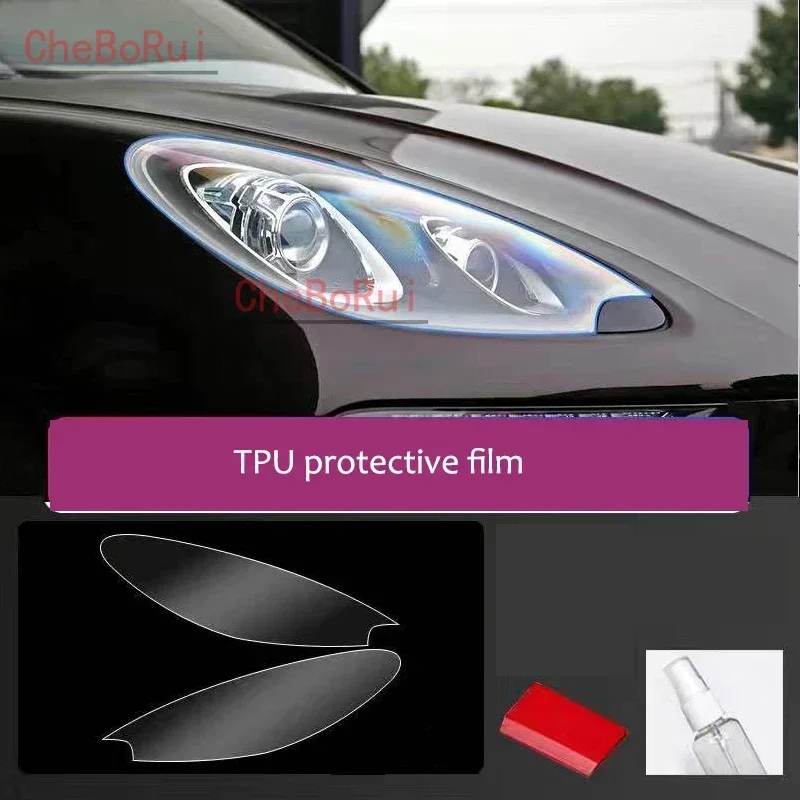 Film pre predný svetlomet 2pcs pre Porsche Macan 2014-2020 TPU TRUSPArent Protect Film Exteriér Svietiteľ