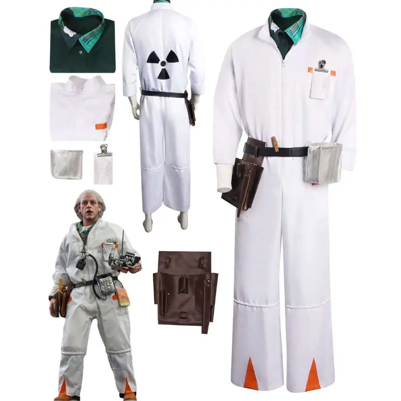 Film späť do budúceho Doc Brown Cosplay kostýmy Fantasia kombinéza Dospelý muži Muž Masguise Halloween Carnival Suit Party Oblečenie