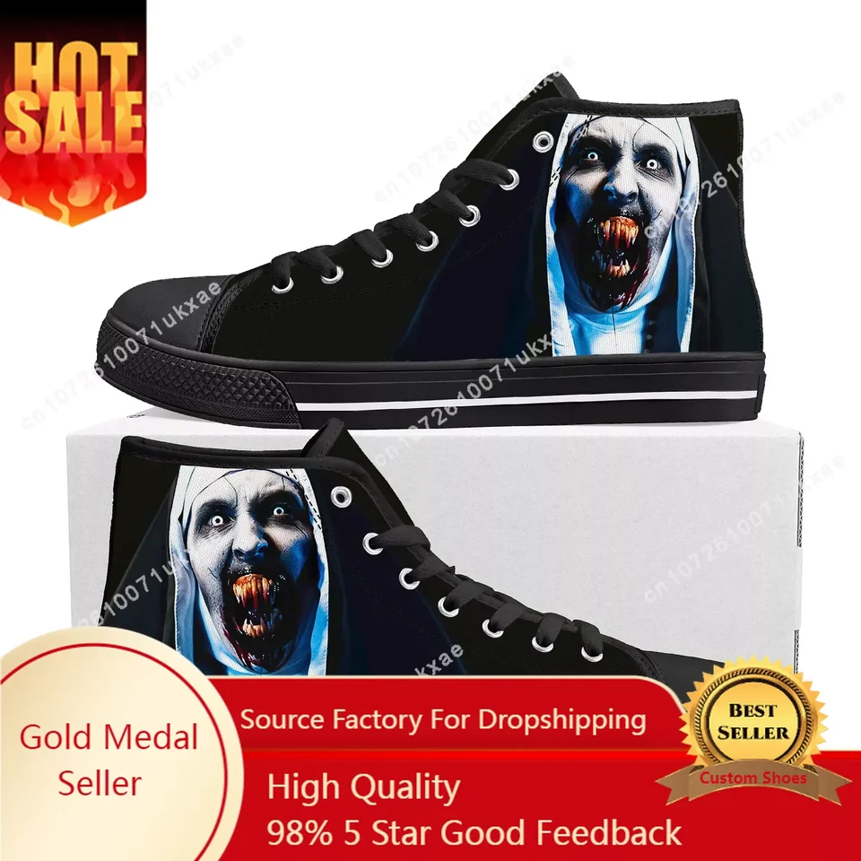 Film The Nun Series High Top Sneakers Pánske dámske teenager plátno vysokokvalitné tenisky Casy Coust Shoes Prispôsobte si topánku