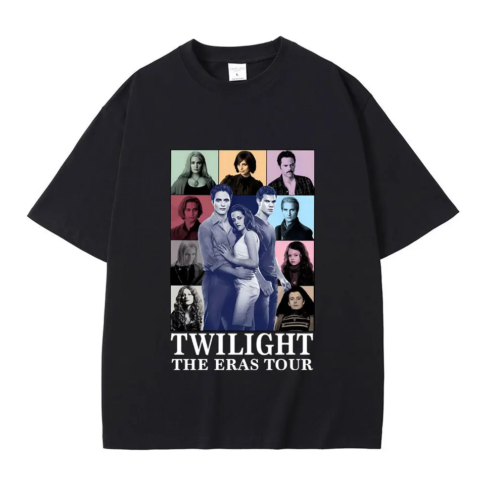 Film Twilight The Eras Tour tričká Jacob Black a Bella a Edward Cullen T tričko Men ženy ležérne vintage nadrozmerné tričko