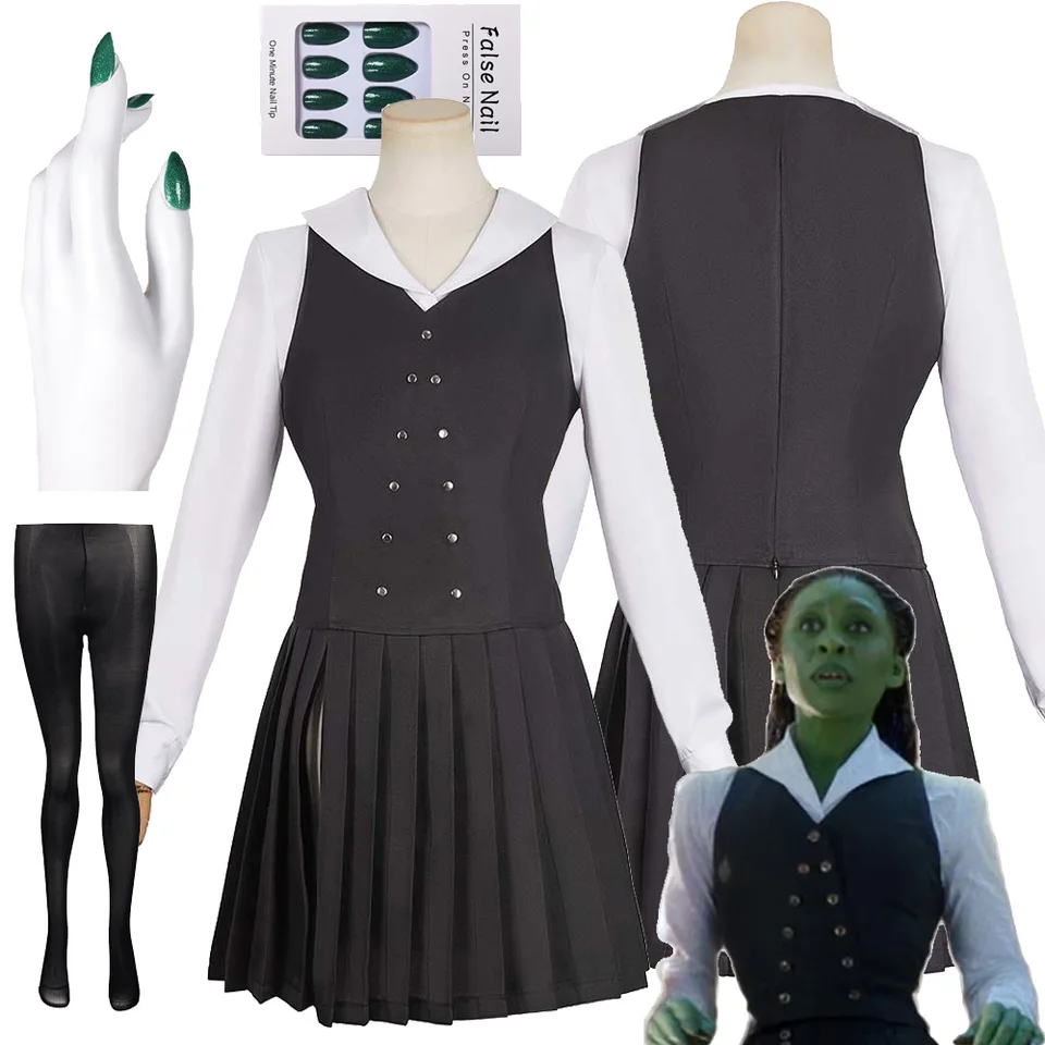 Film Wicked Elphaba Cosplay kostým uniforma sukňa košeľa