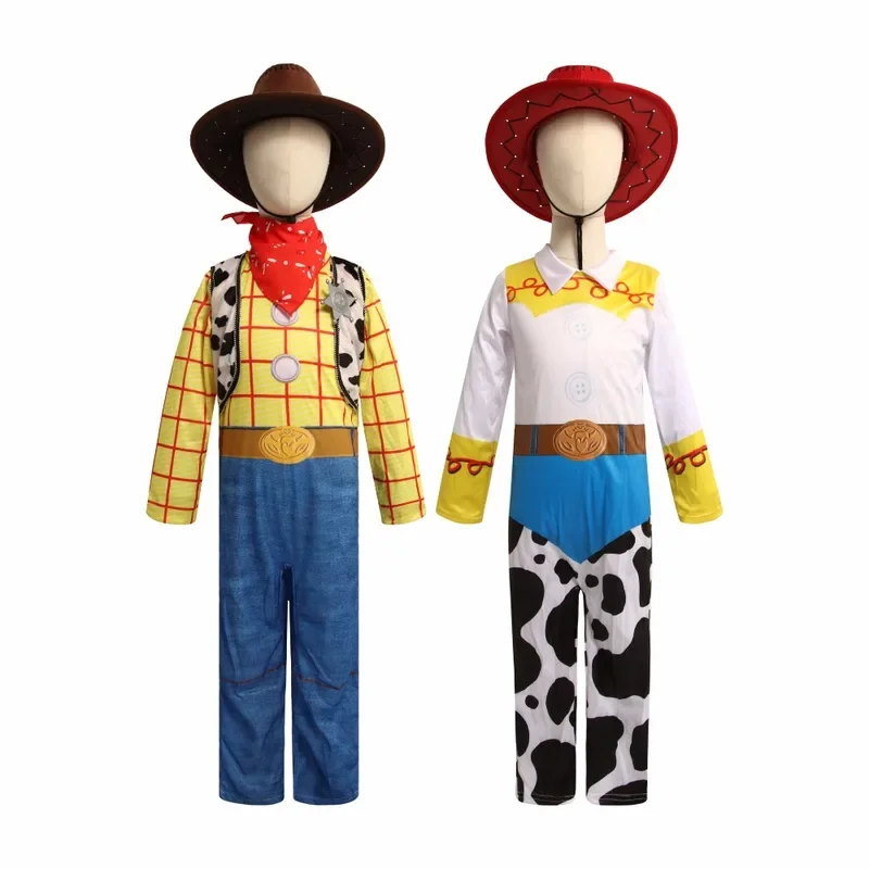 Filmové hračky Woodi Cosplay kostým Kids kovboj karikatúra kombinézy klobúk plné set girls jessie rola hra hal halloween Party