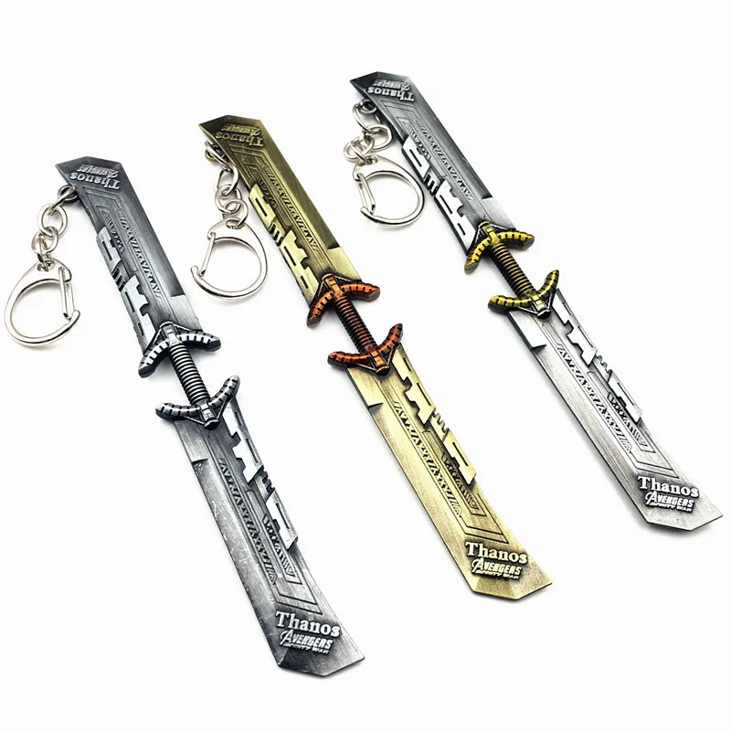 Filmový meč Keychain Super Hero Metal Weapon Model prívesok Kľúčové reťazce Trinket Llaveros Men ženské fanúšikovia darčekové šperky
