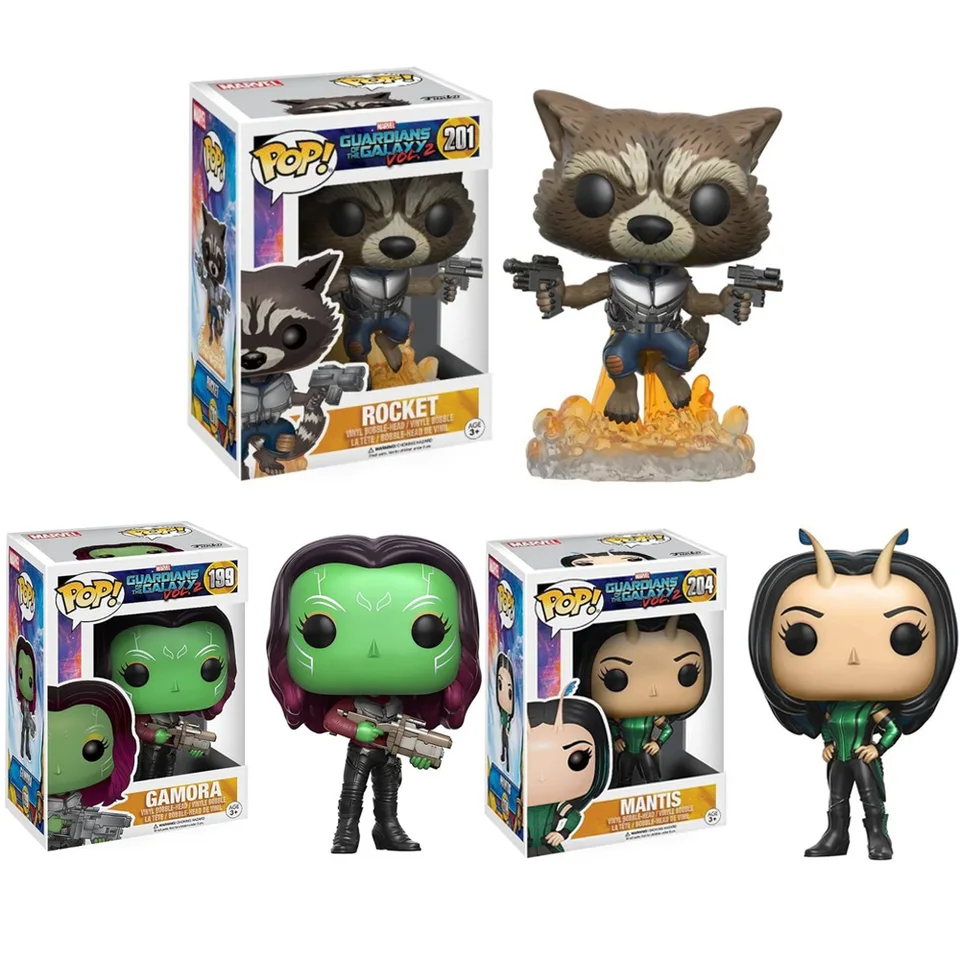 Filmy Disney Marvel's Guardians of Galaxy Rocket #201 Mantis #204 Gamora #199 Funkopops Action Figure Hračky Vinyl Dolls Darčeky