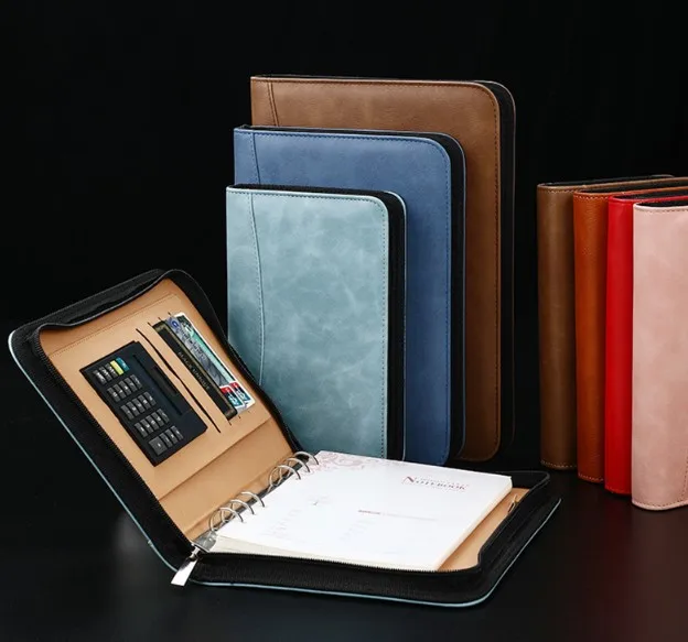 Filofax A6 A5 B5 Loose-Leaf Zipper Bag Loose-Leaf Notebook Stationery Wallet Style OL Business Book Multi Funkcia Kalkulačka