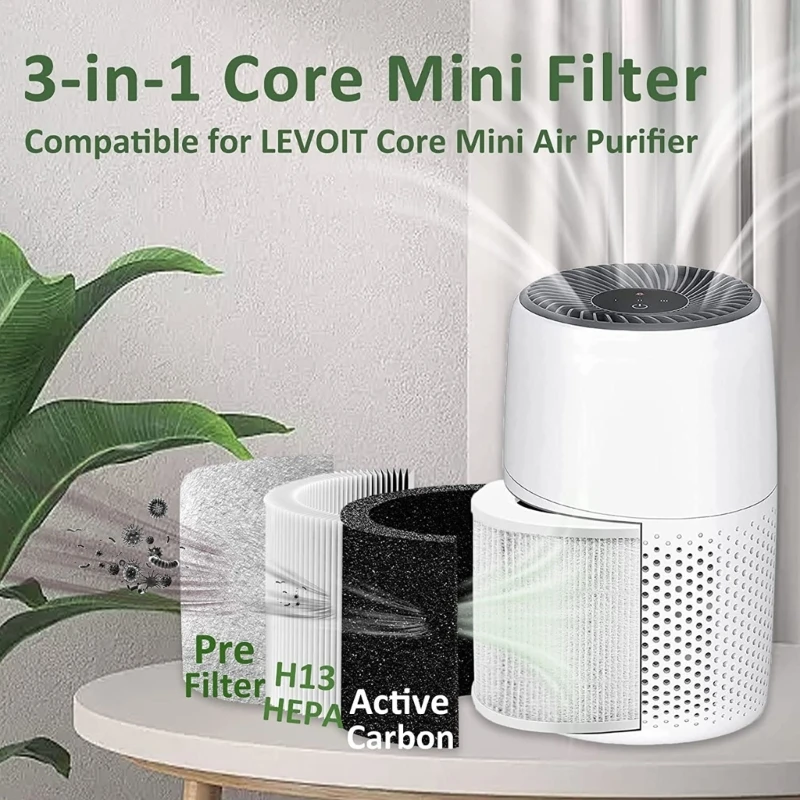 Filter čističa vzduchu Vysoko účinná HEPA aktívna uhlíková filtra Sada výmeny kompatibilného pre levoit-core mini/mini-RF