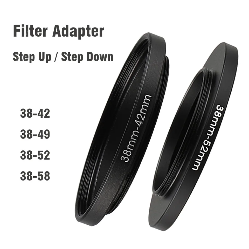 Filterový adaptér s fotoaparátom Kruhový prsteň kovový kov 38 mm-42 49 52 58 mm 38-42 38-49 38-52 38-58 pre UV ND CPL Hood Hood atď.