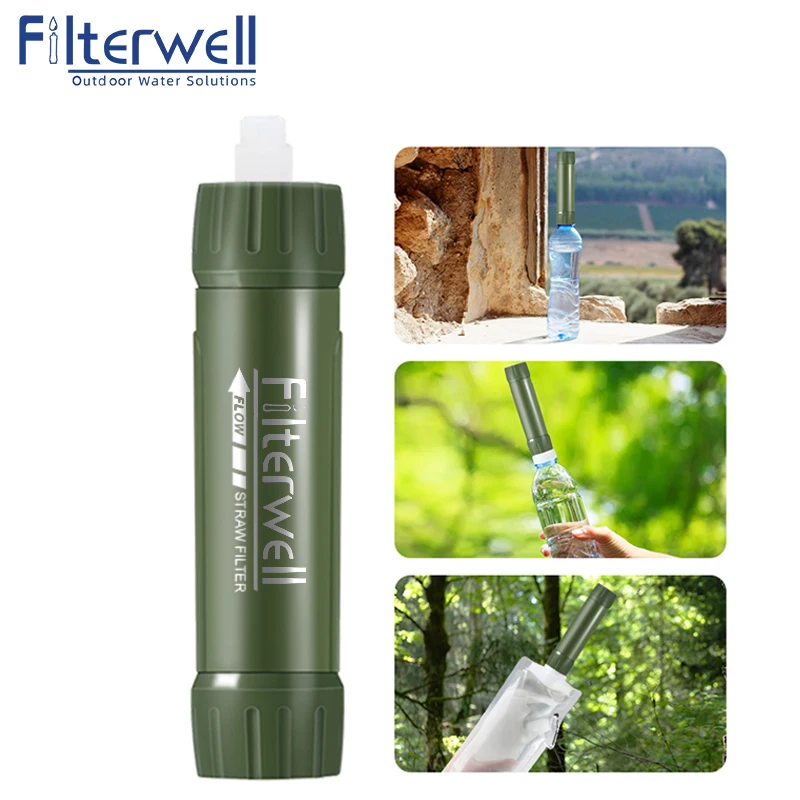 Filterwell Green Mini Cestovná voda filter Slama Osobné vonkajšie pohotovostné kempingové vybavenie pre prežitie prežitie Systém prežitia