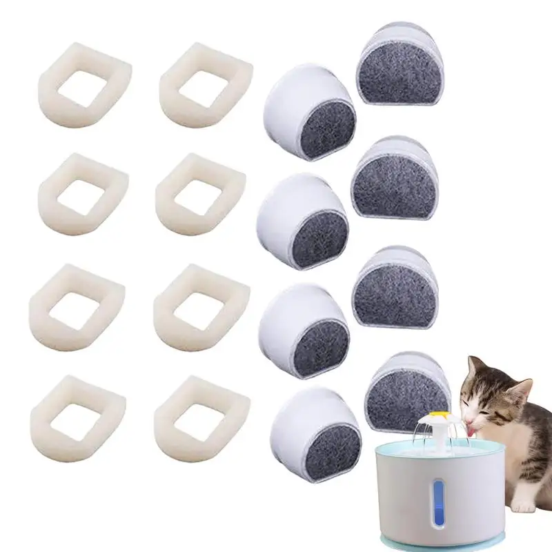 Filtre fontány domácich miláčikov 8ks náhradné aktívne uhlíkové bavlnené filtre pre domáce zvieratá bezpečné špongie Filtre Filtre Cat Water Bowl Pitie