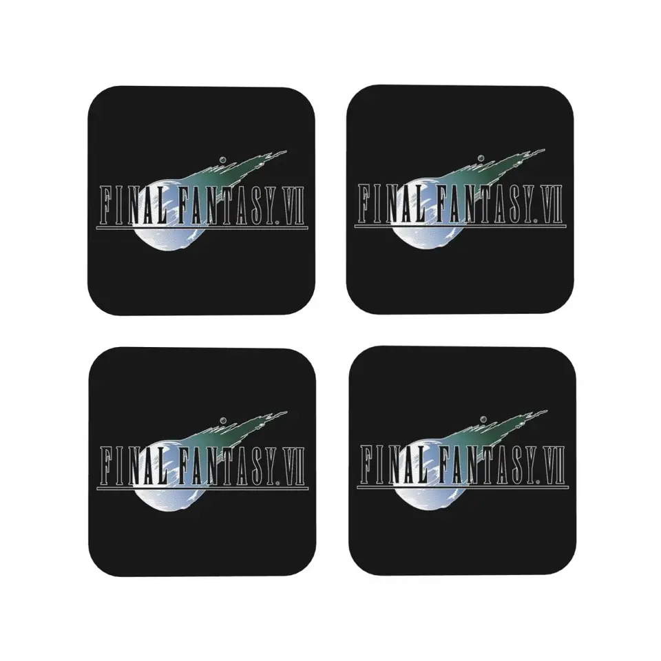 Final Fantasy VII logo Coasters kuchynské prestieranie vodotesné izolácie šálky kávových rohoží pre dekorácie domáce riadové vankúšiky sada 4