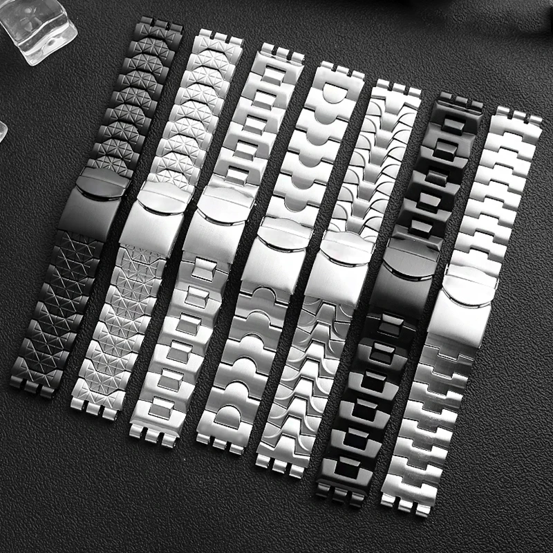 Fine Steel WatchBand Double Convex ústa pre swatch Watch YCS Yas YGS Iron Men's and Dámska oceľový remienok 19 mm náramok