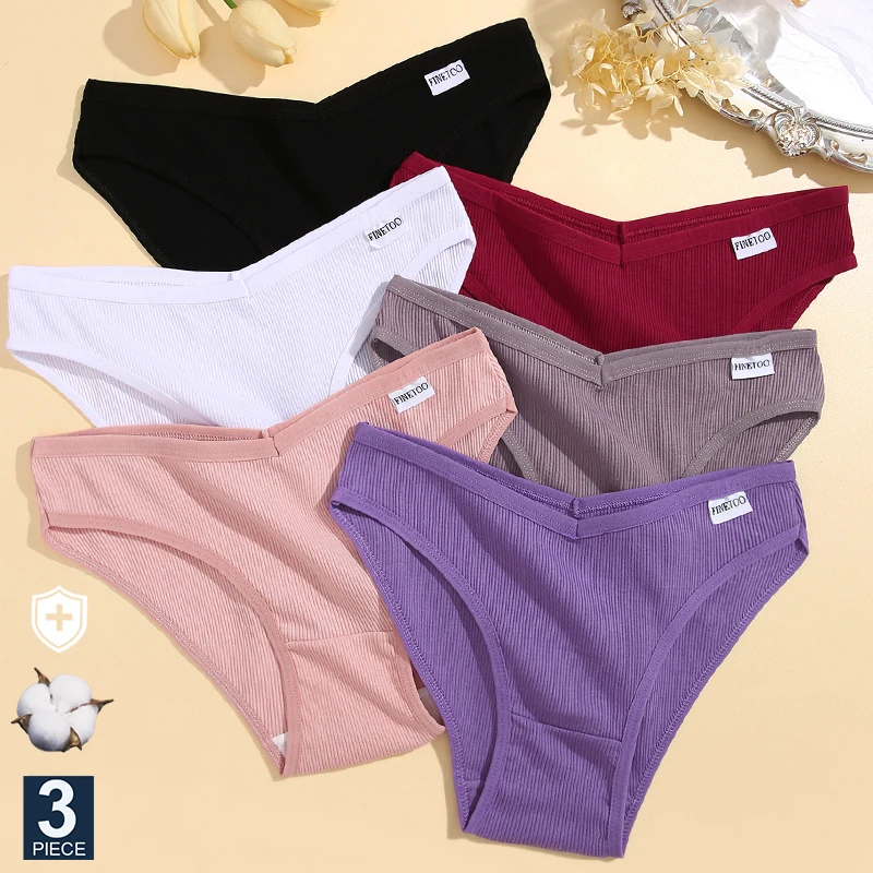 FINETOO 3KS/SET CATTON PANTCE PANCELY Žena podčiarknuté sexy nohavičky Dámske nohavičky Soft