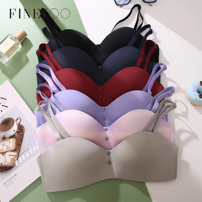 Finetoo sexy bezdrôtové bralette bezšvové ženy podprsenky s tlačidlami podpora podprsenka Pohodlná ženská intímna spodná bielizeň bez push UP