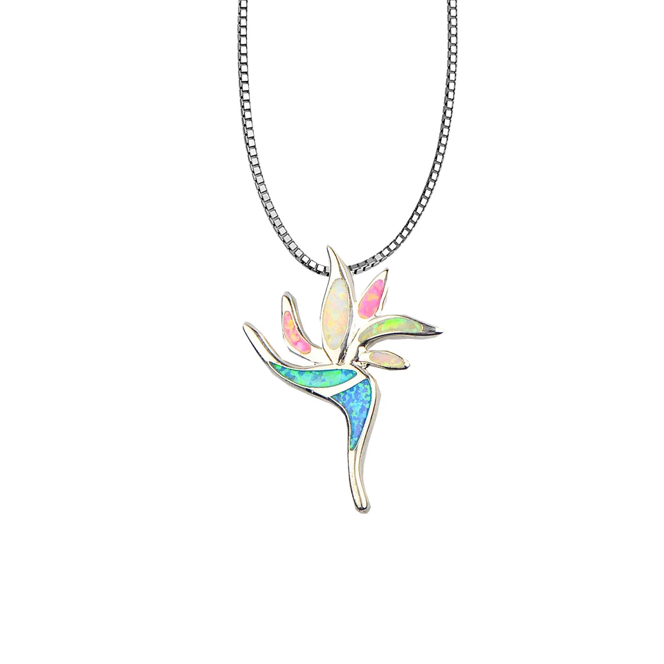 Fire Blue Opal Hawaiian Peace Flower Plumeria náhrdelník Prívesky módne šperky pre ženy Dievčatá Dropia Doprava