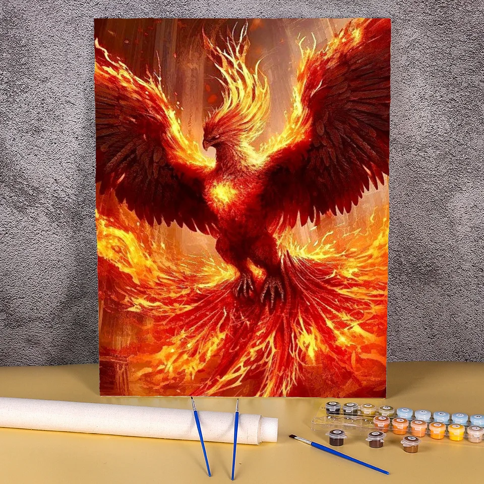 Fire Phoenix 50x70cm olejomaľba podľa čísla Anime Picture DIY sfarbenie podľa čísel na plátne pre deti domáca dekorácia jedinečný darček