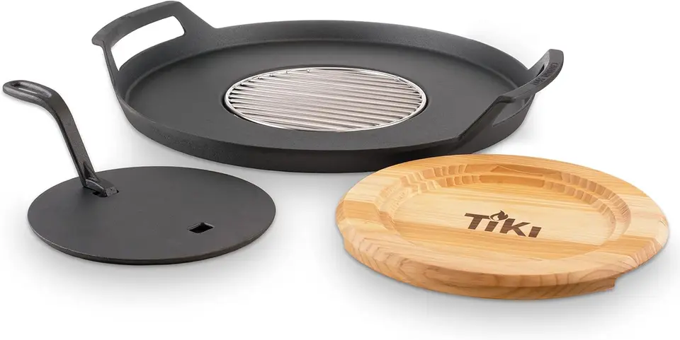 Fire Pit Griddle, liatinová a grilová kombo, rybie na varenie na ohňových jamách, hodí sa s väčšinou 16 