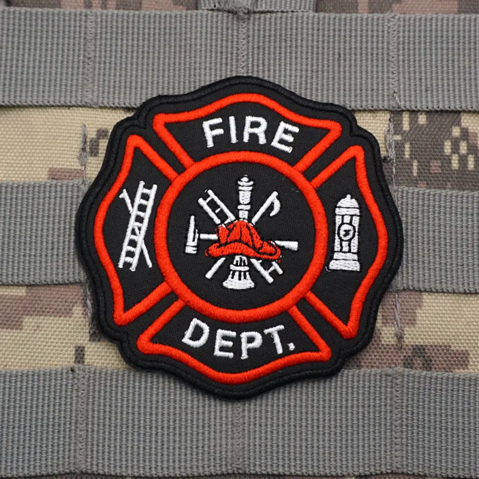 Fire Vojenské taktické vyšívané záplaty Batohový odznak s hákmi pre odevy