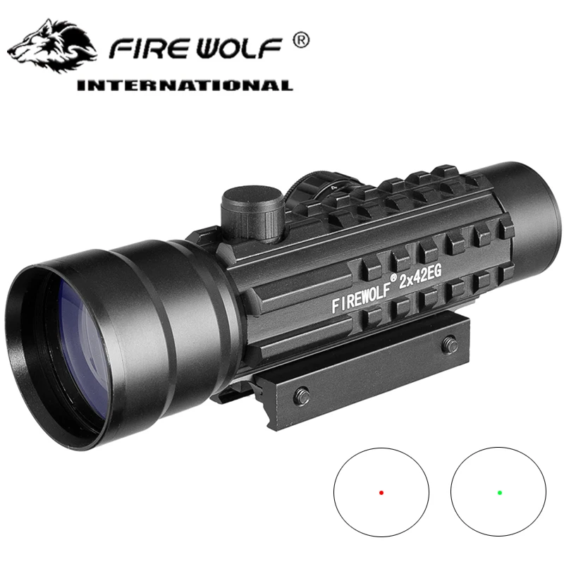 Fire Wolf 2x42 Red Dot Rozsah s Rail Red Dot zrak červená/zelená osvetlená