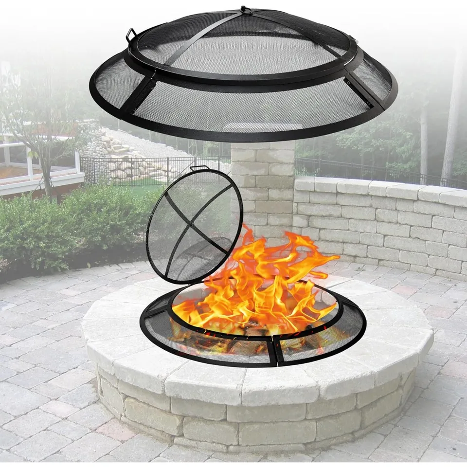 Firepit Screen pokrýva kolo 36 - Obrazová obrazovka s vonkajšou iskrom pre Firepit s háčikom