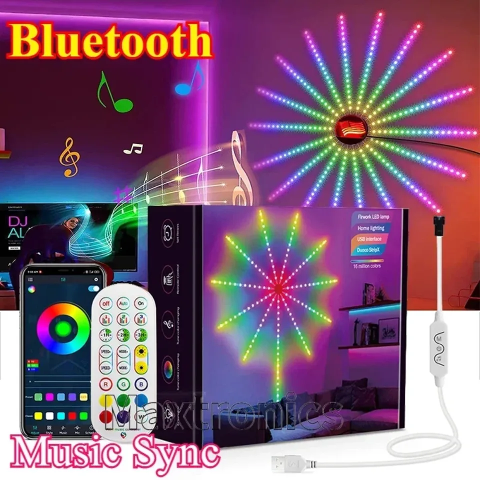 Firework LED string Light RGBIC diaľkovo ovládaný vianočná atmosféra svetlo Bluetooth App Music Sync Sync TV Wall Spálňa Dekorácia
