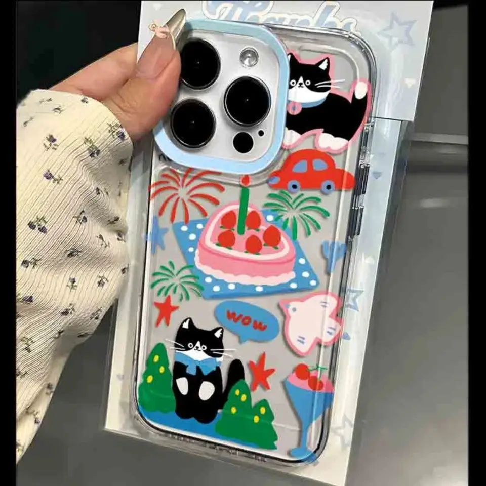 Fireworks tortu mačiatko Trend Trend puzdro pre iPhone 15 14 13 Pro Max 13 12 11 Pro x xr xs max 7 8 plus dievča Y2K Shockproof Cover