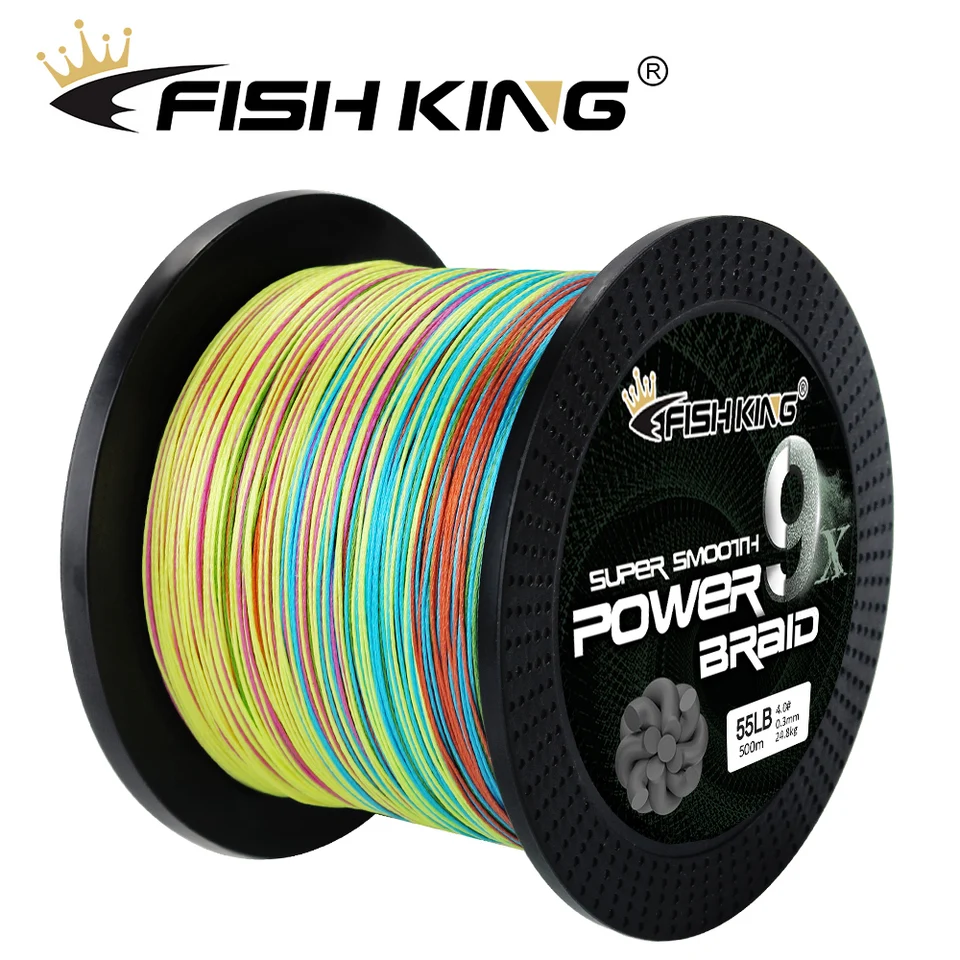Fish King 500 m 300 m PE Pleted Rybárska linka 9 Prameň 20-100 libier Rybárska linka pre kaprový rybársky drôt