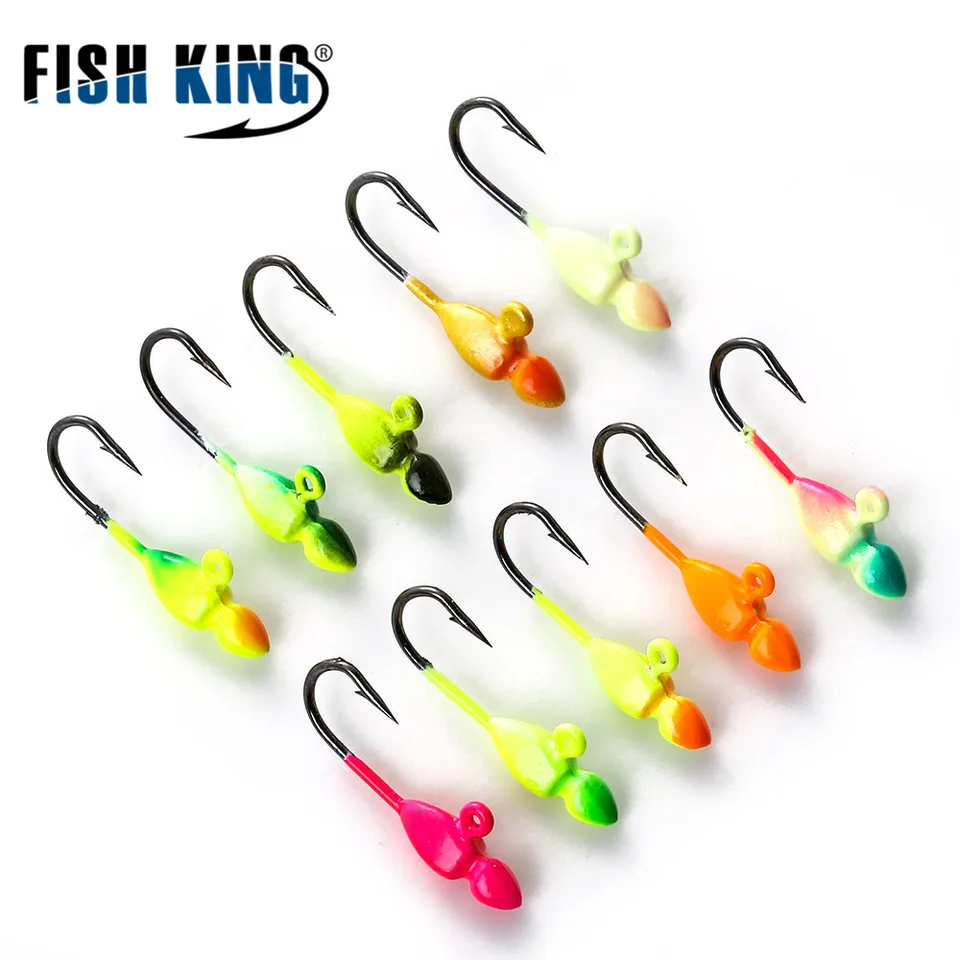 Fish King 5PCS Jig Head Háči na rybolov ľadu Barbed 1,0 g 1,2 g 1,7 g vysokej uhlíkovej ocele rybár
