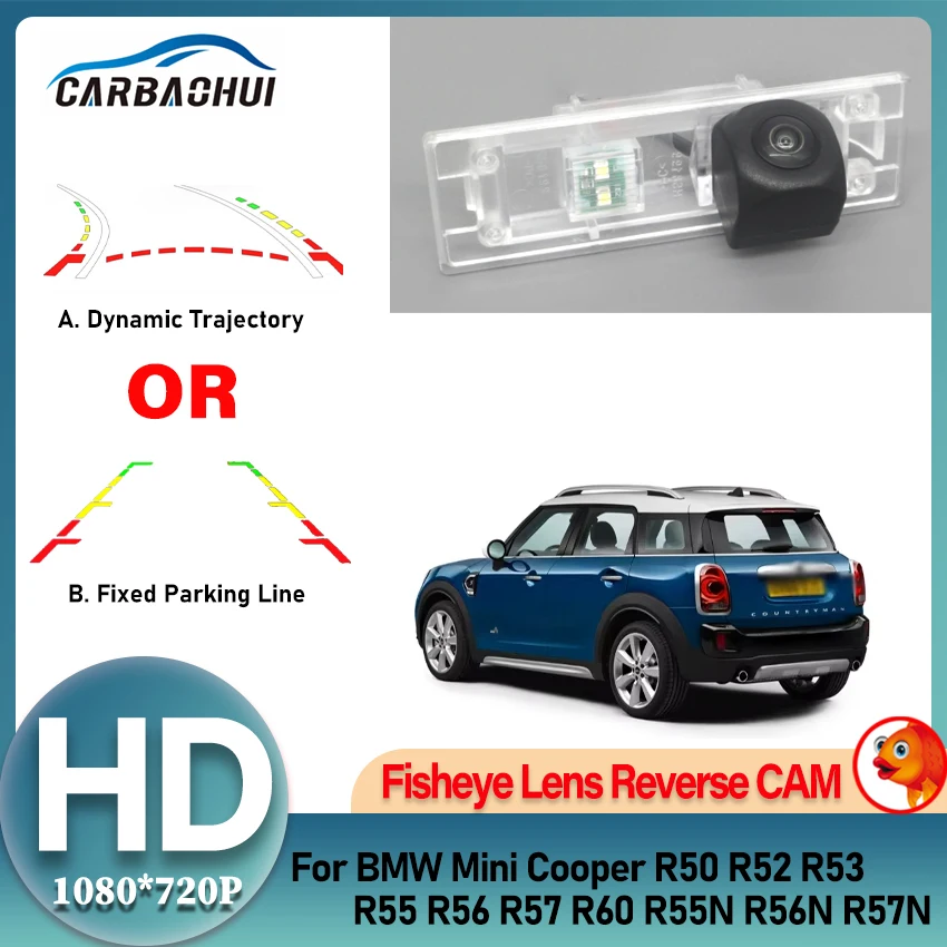 Fisheye Night Vision Car Reverzný spätný pohľad na reverznú záložnú kameru pre BMW Mini Cooper R50 R52 R53 R55 R56 R57 R60 R55N R56N R57N