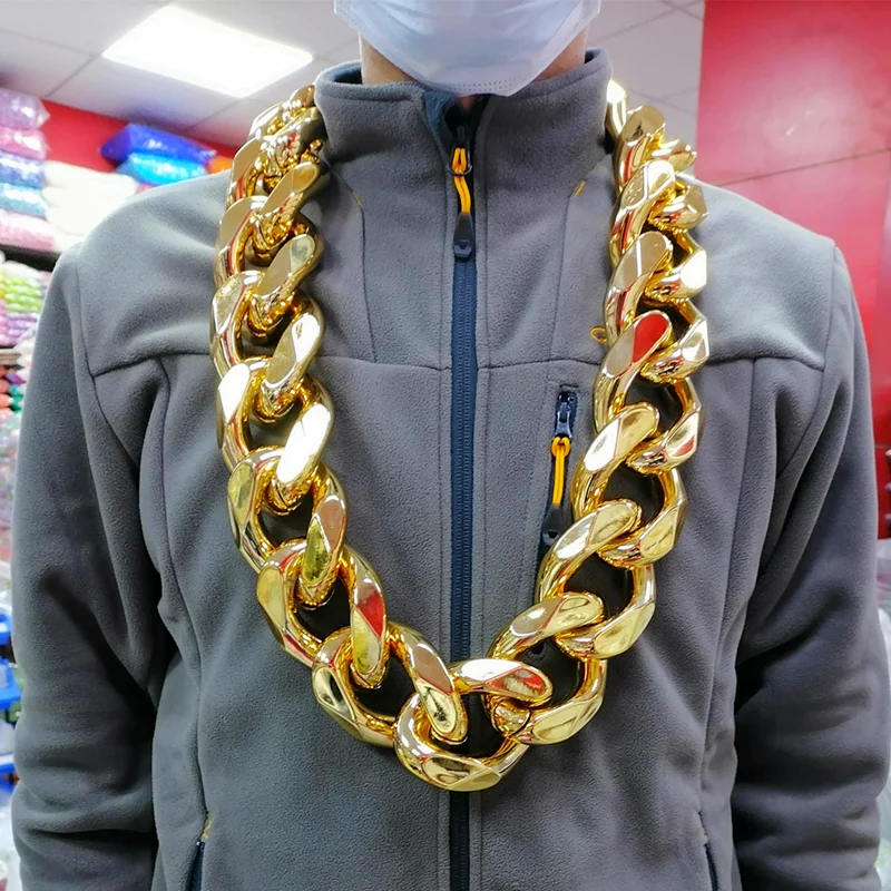 Fishsheep Hip Hop Gold Color Big Acryl Chunky Chain Norkomľník pre mužov
