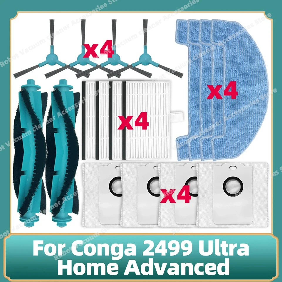 Fit for Conga 2499 Ultra Home Advanced Titanium / Atvel SmartGyro R80 Základná hlavná bočná bočná kefka filter mop handričku Dust Vrecká diel