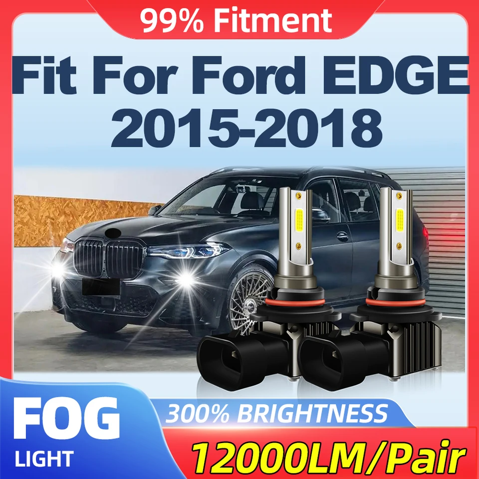 Fit for Ford Edge 2015 2016 2017 2018 2018 24000 lm H8 H9 H11 LED hmlové svetlá 200W CANBUS Žiadna chyba FOG LAMPS 6000K WHITE 12V