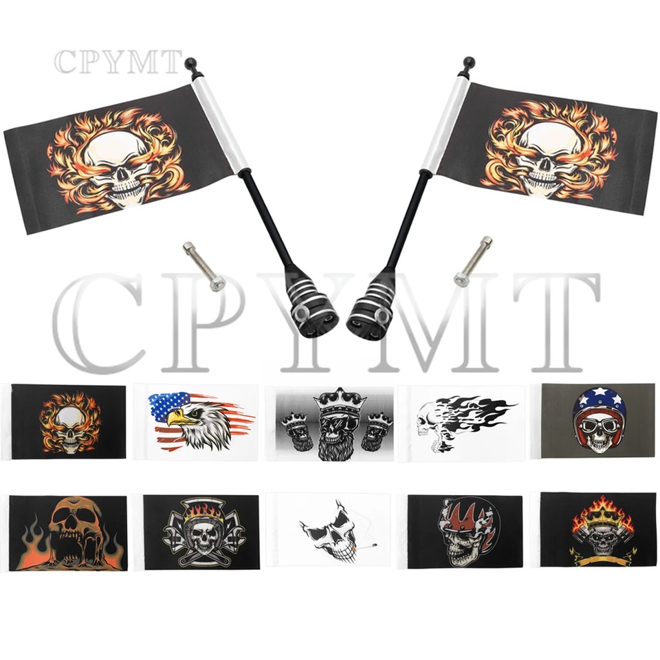 Fit for Harley Sportster XL883 1200 48 72 Touring FlHt Road King Glide Motocykel Zadná bočná bočná batožina Vlajka Vlajka Vlajka Vlajka Vlajka vlajky