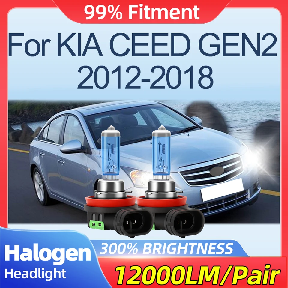Fit for Kia Ceed Gen2 2012-2014 2015 2016 2017 2018 100W Fog Lights 12000LM Super biele halogénové svetlomety 12V 6500k Car Lamps