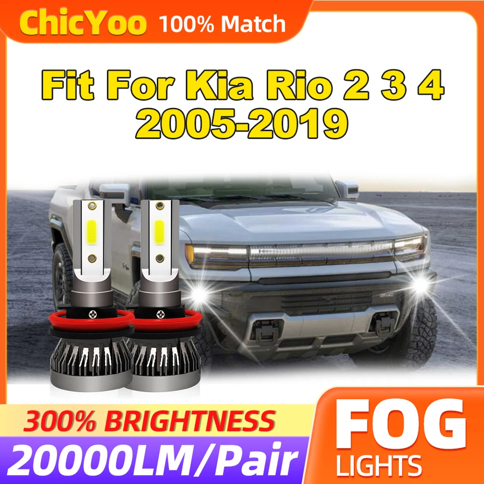 Fit For Kia Rio 2 3 4 2005-2015 2016 2017 2018 2019 60W H8 H9 H11 H11 Hmlové žiarovky 20000LM FOG LISTLE 12V 6000K Biela zástrčka a prehrávanie