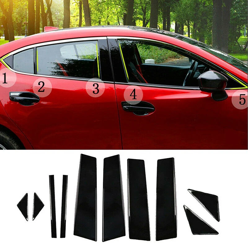 Fit for Mazda 3/Axela 2014 2015 2016 2017 2018 2018 Príspevky na okenné stĺpy Dvere Tink Covers Oresy Glossy Black Decoration Styling