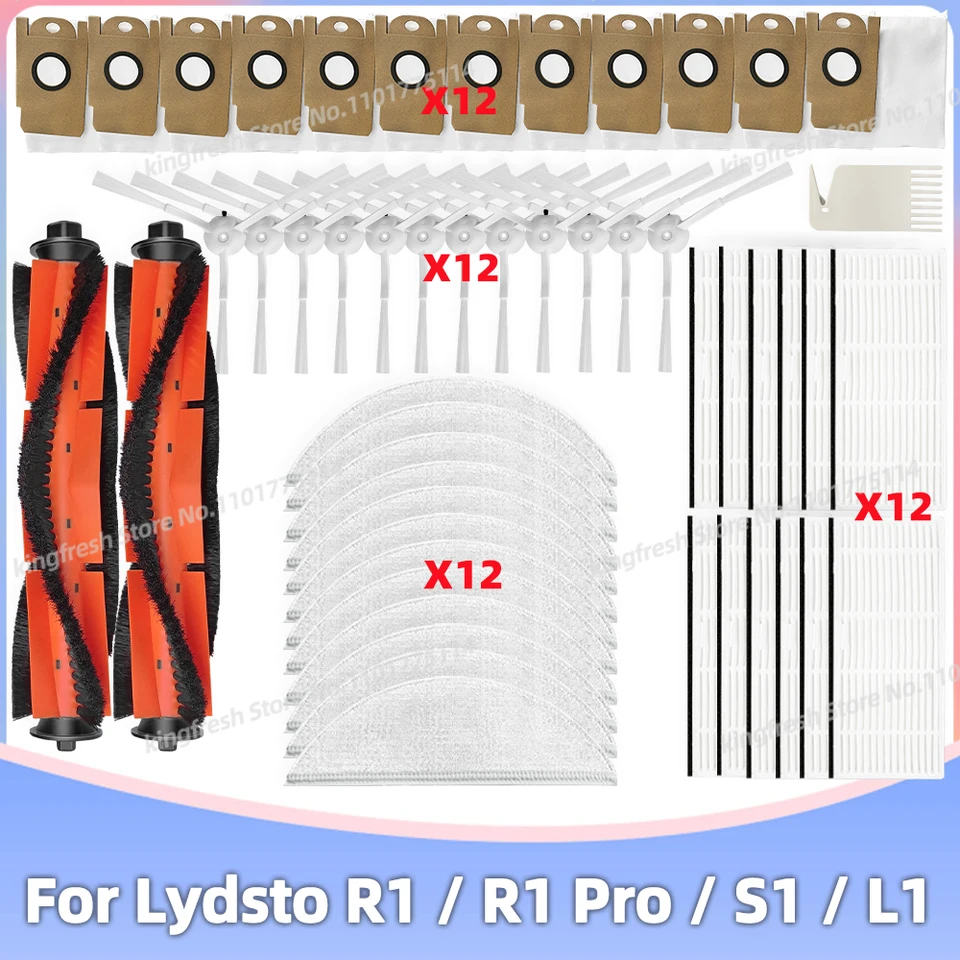 Fit for Xiaomi Lydsto R1 / R1A / R1D / R1 Pro / S1 / L1 Výmena dielov Accesoies bočné kefové kefové filtrové mopové doštičky Dust Bag Dust