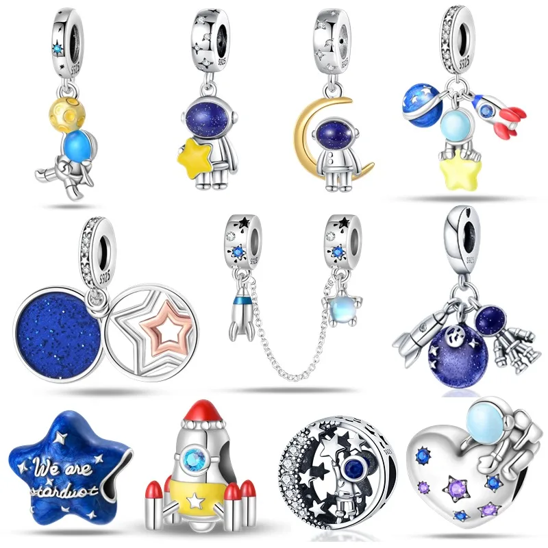 Fit Pandora 925 Originálny náramok Space Travel Rocket Series Charm pre ženy šperky DIY korálky nové predmety
