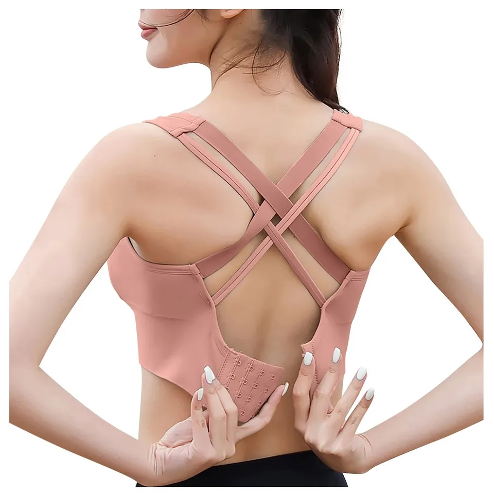 Fitness športová podprsenka pre ženy Push Up Polded High Bra Cross Splap Buckle Krásne zadné telocvičňa tréning Cvičenie spodná bielizeň
