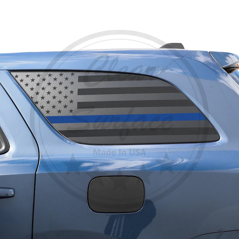FITS 2014-2021 Dodge Durango Zadný štvrťrok okno American Flag Blue Red Line Vinyl Decal Stickers 2014 2015 2016 2017 2018 2018 2019