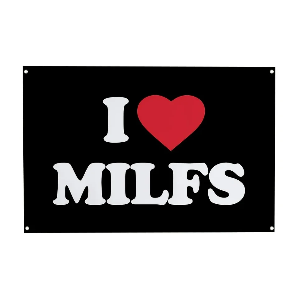 Flaglink 90x150 cm Milujem MILF Vlajku Zábavný plagát Pánska jaskynná vlajka s mosadznými priechodmi pre dekoráciu estetickú izbu