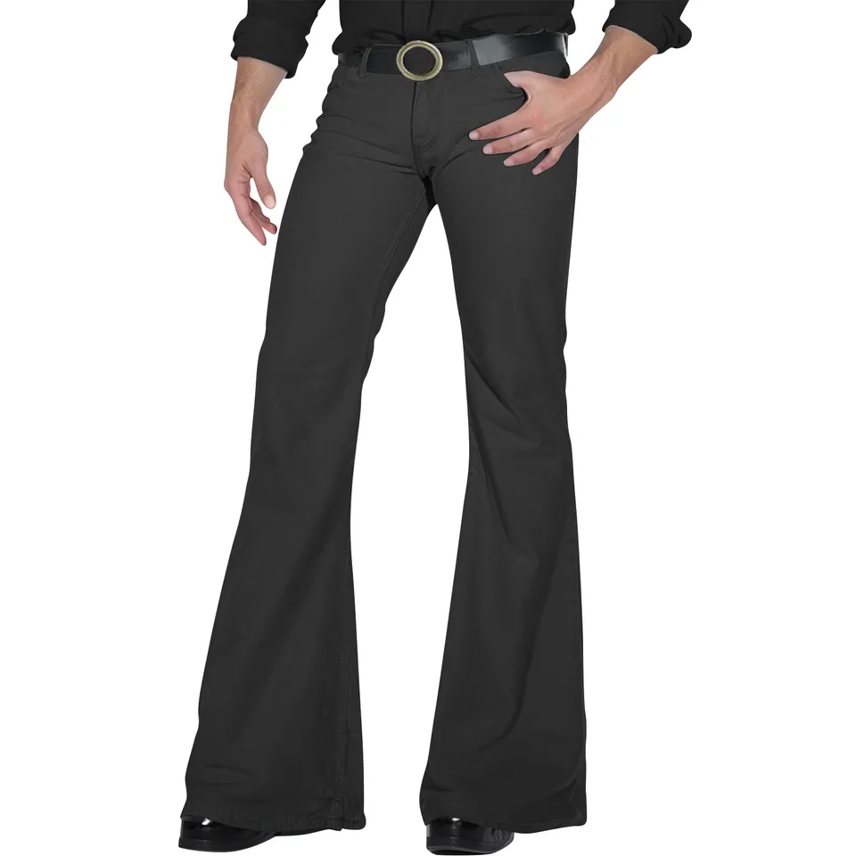 Flare Pants Men Springová pevná farba Denne jednoduché klasické nohavice Elegantné pohodlné hip hop mopping dno Disco rozšírené nohavice