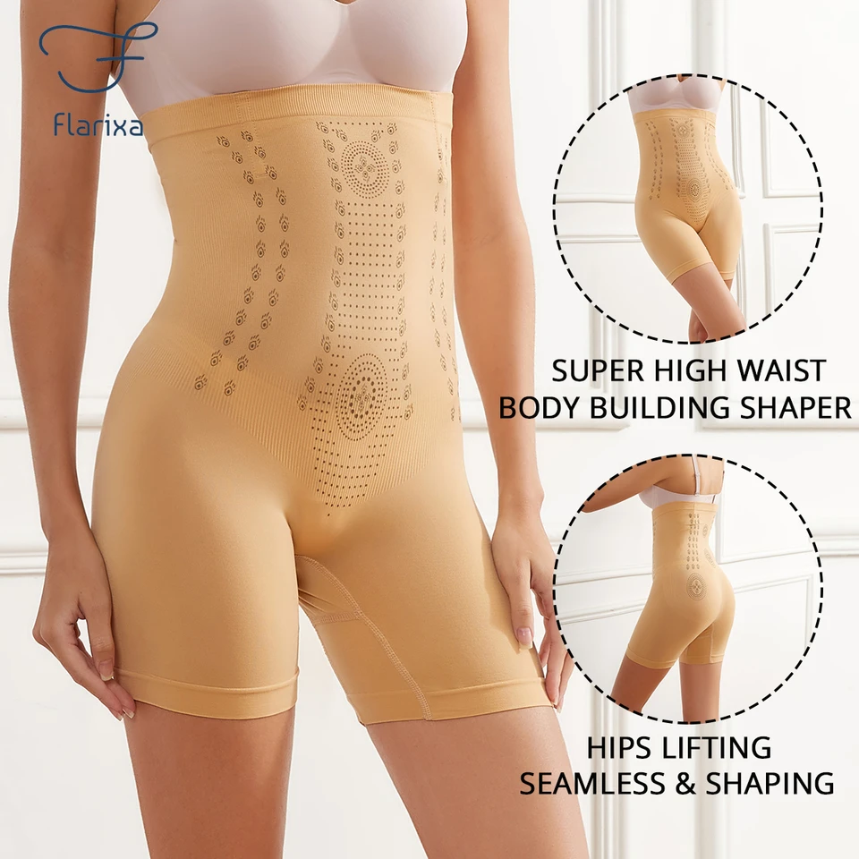 Flarixa Dámska krátka bezšvová super vysoký pás po pôrode Brucho ovládanie nohavičiek zadku Shapewear