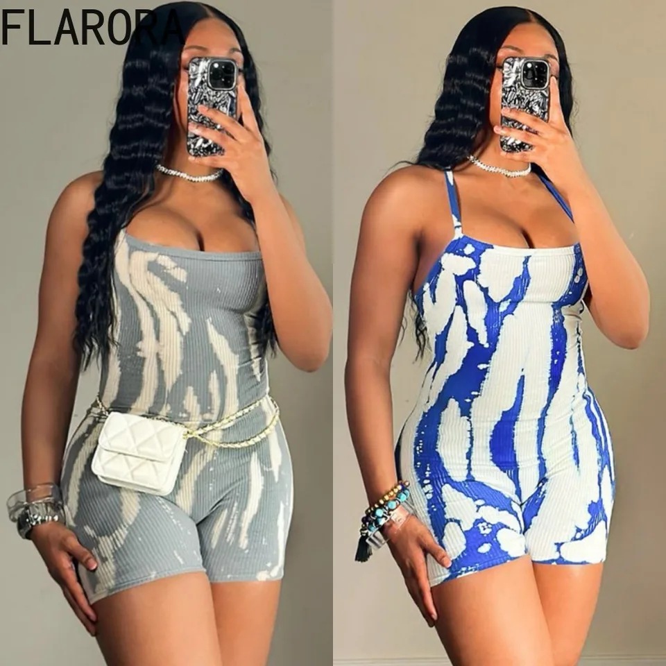 Flarora Príležitostné športové štiepky pre ženy módne pruhy tlače bez rukávov Slim Fit skingeturity s jedným kusom oblečenie leto nové