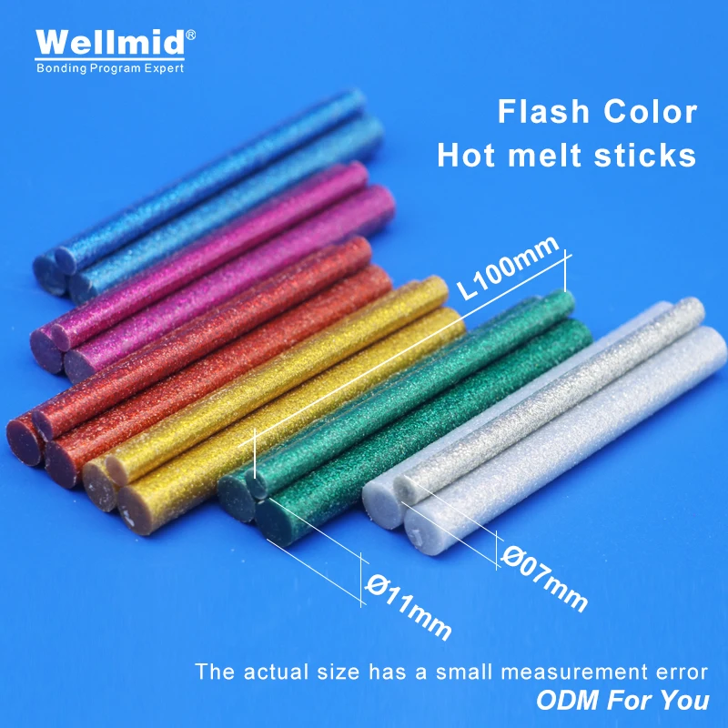 Flash Colors Hot Telg Glue Stick High Performance Eva 7 mm 11 mm × 100 mm ručne vyrábané DIY umelecké diela dekorácie Stereoskopické výkresy